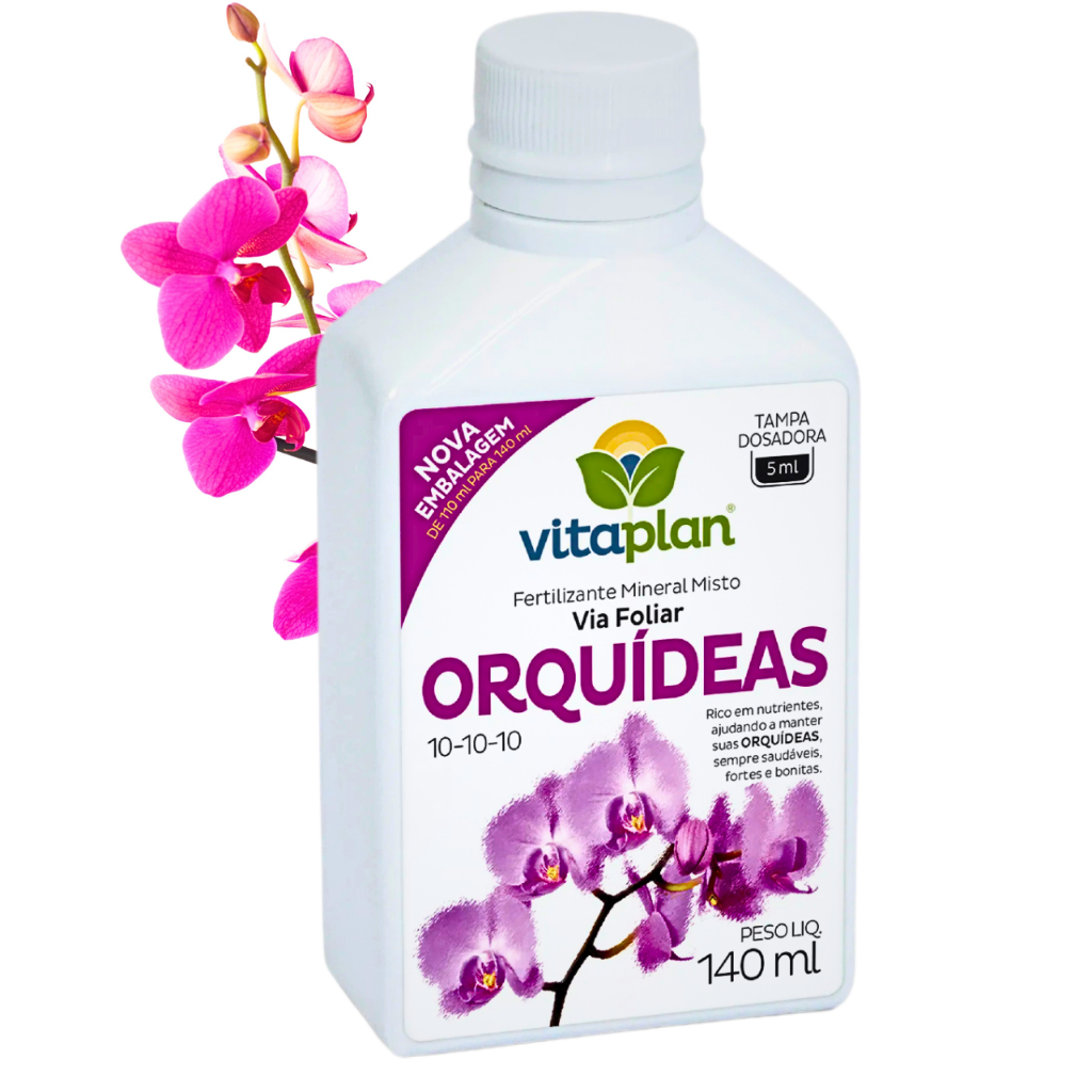 Fertilizante Adubo para Orquídea Flores Concentrado Vitaplan 140ml Rende até 28 litros NPK Nitrogênio Fósforo Potássio