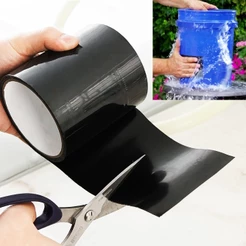 Super Fita Flex Preta Adesiva Impermeável 10cm x 150cm Veda Tudo Repara Vazamento