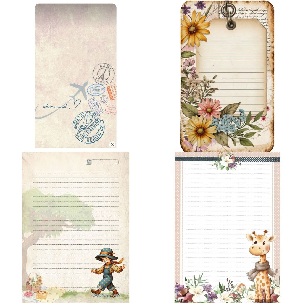 Papéis de Carta Impressos variados A4 5 unidades em Oferta na Shopee