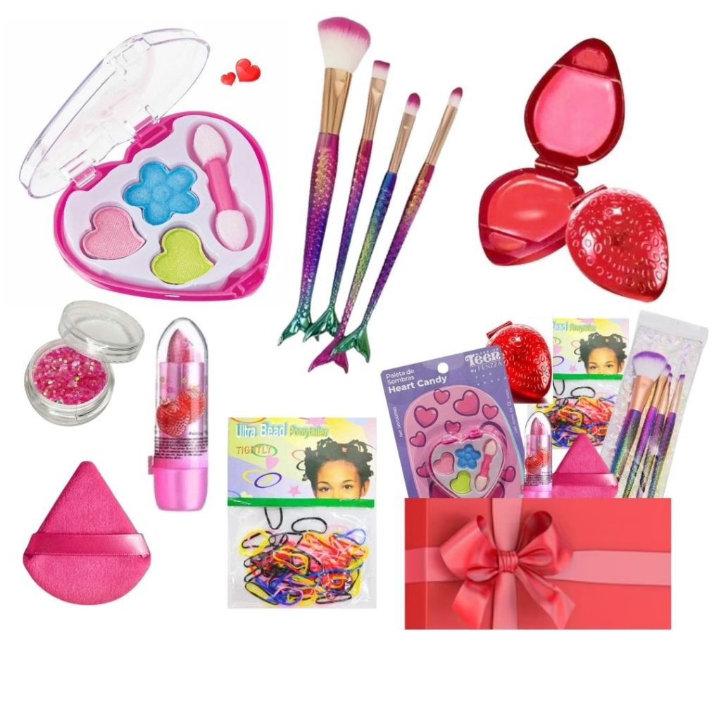 Kit de Maquiagem Infantil com 12 Itens – Seguro, Lavável e Encantador Presente Menina em Oferta na Shopee