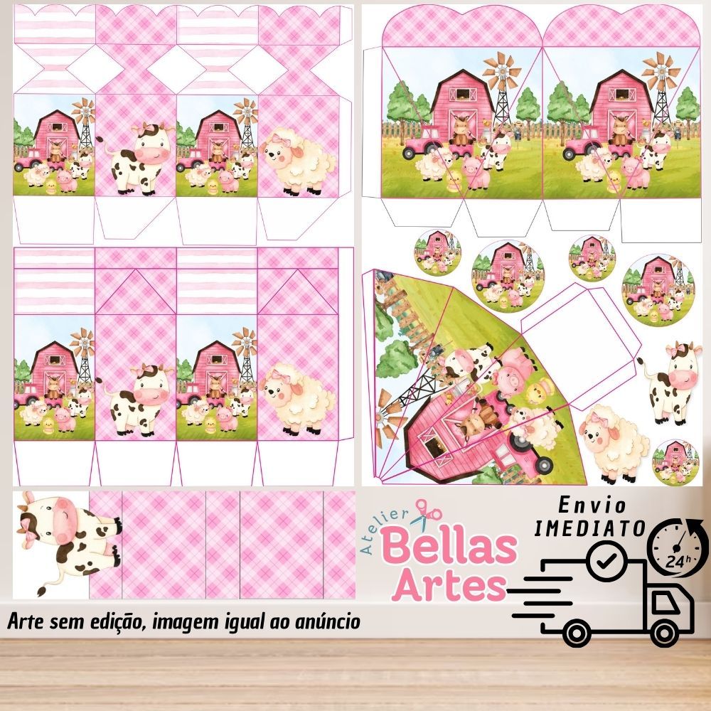 KIT LEMBRANCINHAS FAZENDINHA ROSA COM 80/160 ITENS (sem nome) - ENVIO 24H em Oferta na Shopee