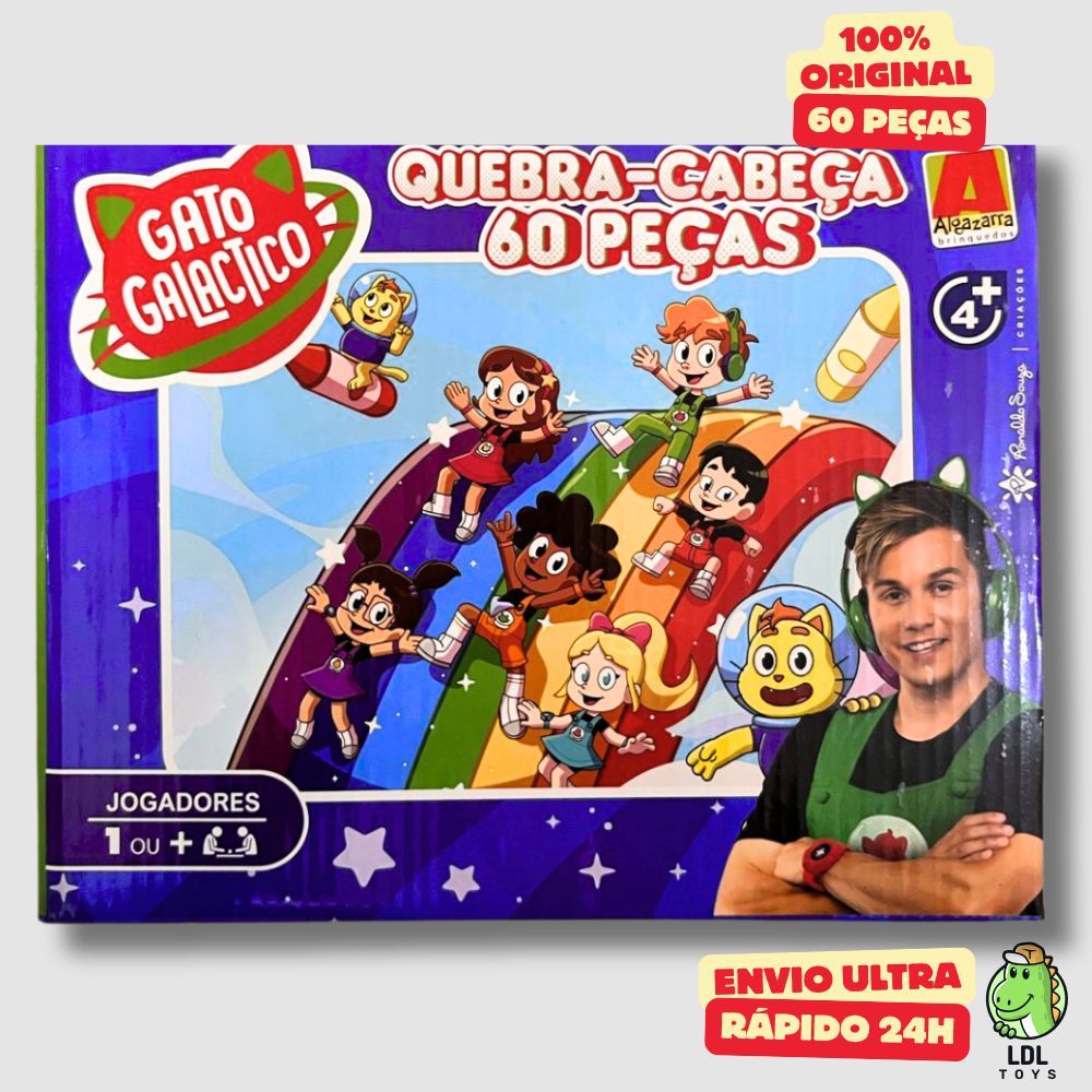 Jogo Quebra-Cabeça 60 Peças Gato Galáctico Infantil Youtuber Algazarra Quebra Cabeça em Oferta na Shopee