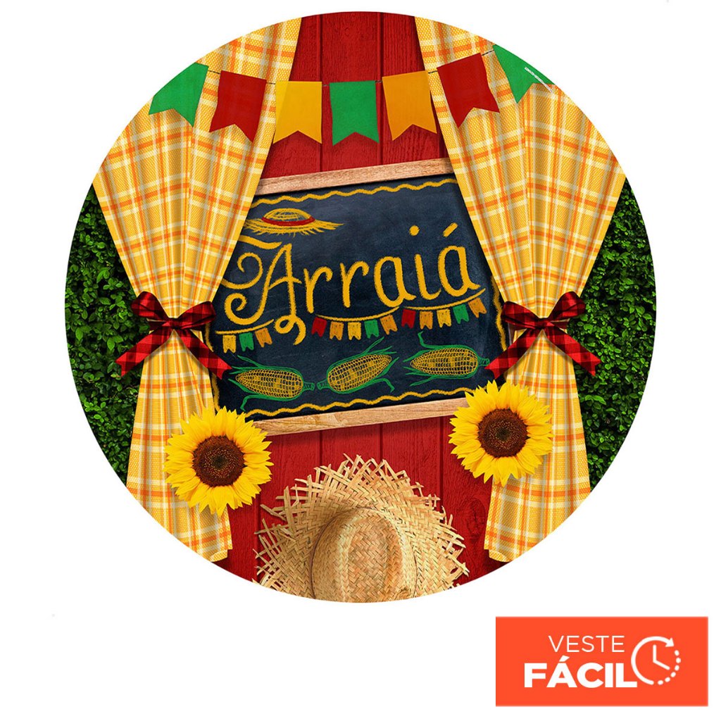 Capa Painel Redondo Decoração Festa Junina 1,50m Tecido Sublimado C/Elástico – R-462 em Oferta na Shopee