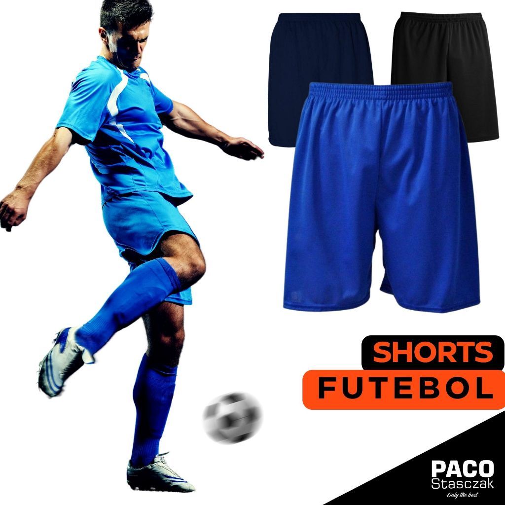 Bermuda Calção Masculino Esportivo Futebol com Cordão Ajustável Shorts Liso Personalizável