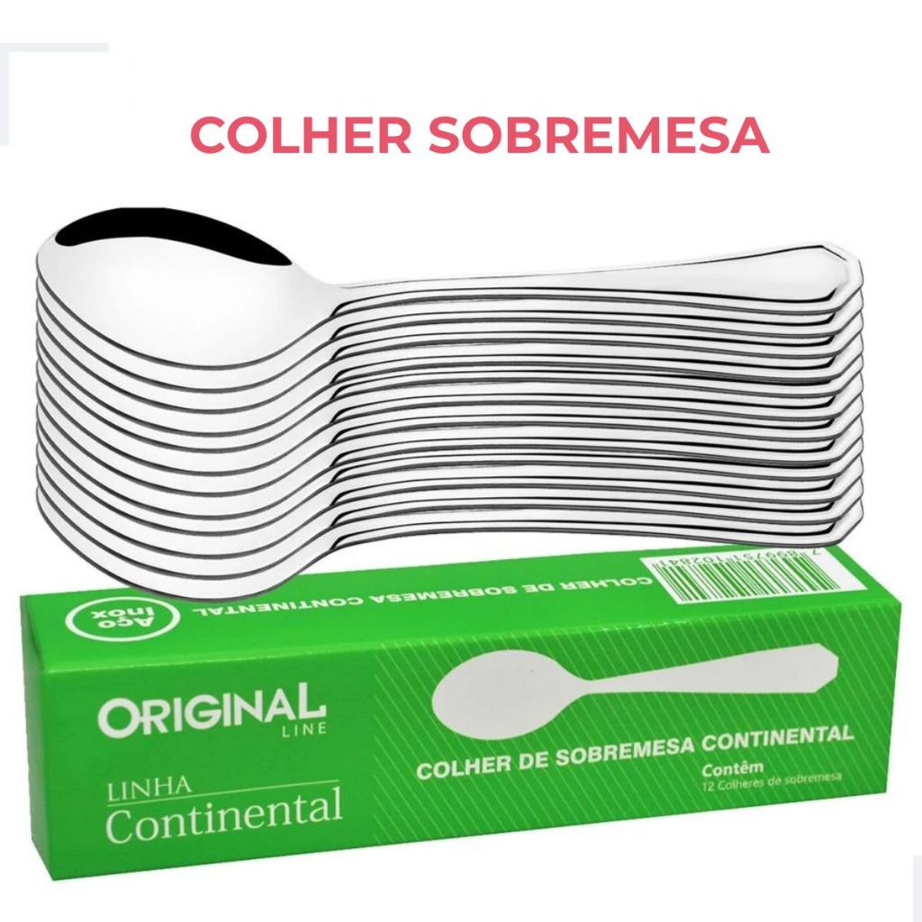 Jogo 12 Colher Sobremesa Restaurante Buffet Premium Conjunto Aço Inox Continental Original Line em Oferta na Shopee