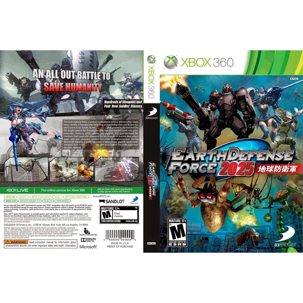 Jogo Earth Defense Force 2025 - Xbox 360 - Desbloqueado Lt. 3.0