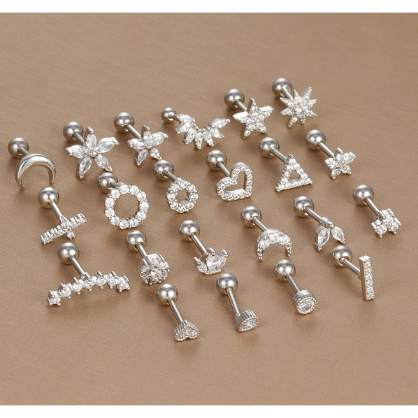 Kit 5 Uniddes Pinos de osso de orelha de aço inoxidável/pinos de orelha pequenos em Oferta na Shopee