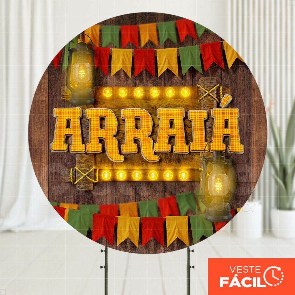 Painel Redondo Decoração Junina C/Elástico Sublimado Festa São João 1,50m – APR-2519 em Oferta na Shopee