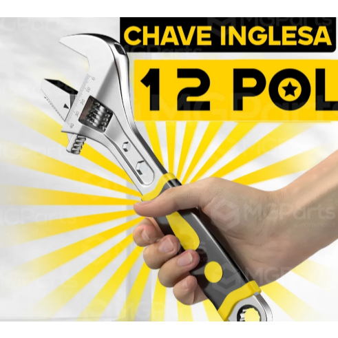 Chave Inglesa Ajustável 8'' ou 10'' ou 12' Polegadas Profissional Reforçada Cabo Emborrachado