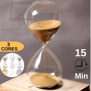 Ampulheta Decorativa 15 Minutos Relógio de Areia Vidro Timer Escritório Estudo Pomodoro
