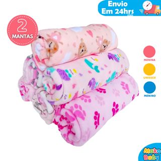 Kit 2 Manta Bebe Macio Menino ou Menina 110cm x 80cm Estampado Microfibra em Oferta na Shopee