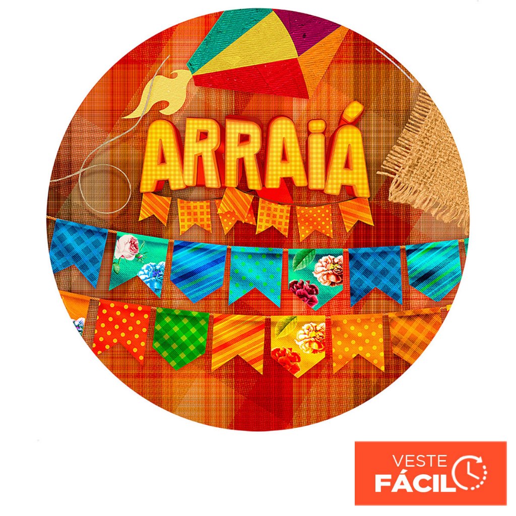 Painel Redondo Festa Junina 1,50x1,50 Tecido Com Elástico Decoração Arraiá – APR-1735 em Oferta na Shopee