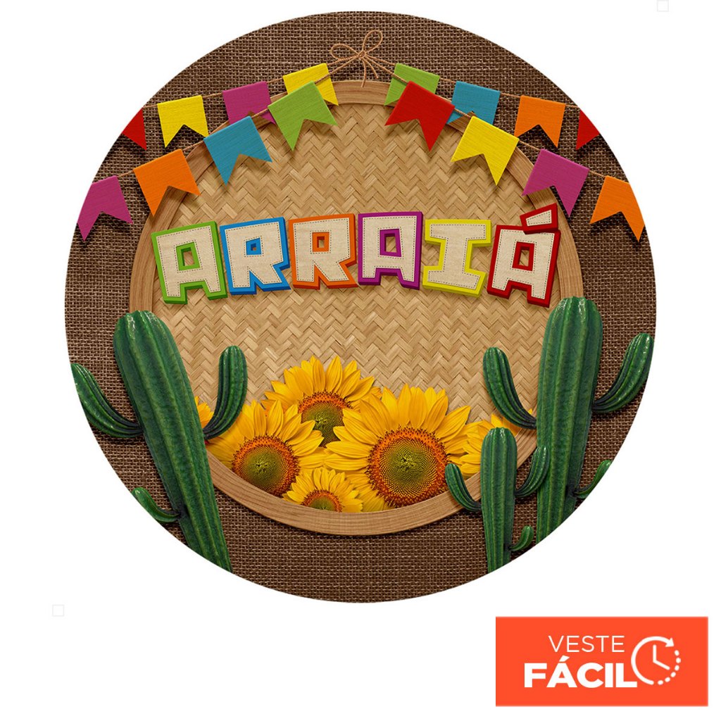 Capa Painel Redondo Decoração Festa Junina 1,50m Tecido Sublimado C/Elástico – R-509