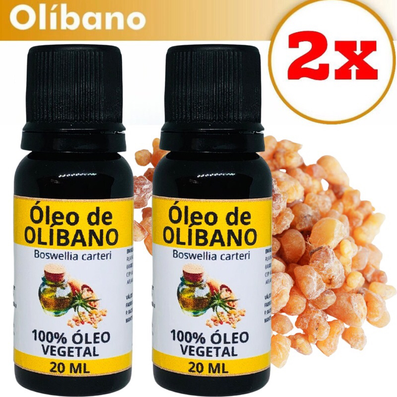 kit 02 Pote Óleo Essencial de Olíbano 100% Puro Natural - Clareador de Pele | Massagem - Aromaterapia 20ml + Gotejador