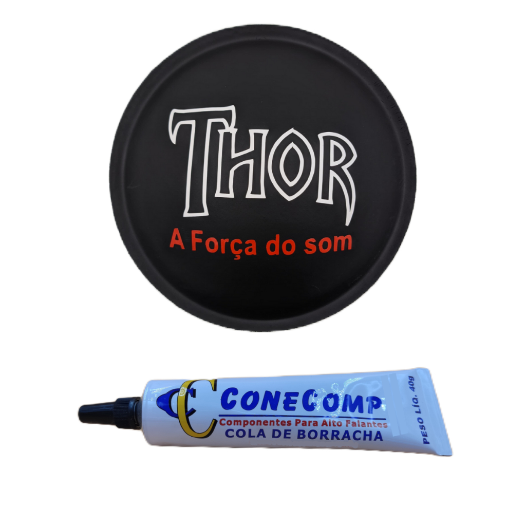 Protetor Calota Thor 135mm Papel Adesivado Para Alto Falante + Cola Borracha Preta 40g