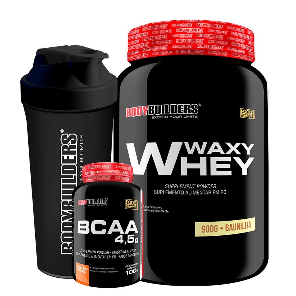 Kit Waxy Whey Protein 900g + Bcaa 100g + Coqueteleira - Bodybuilders