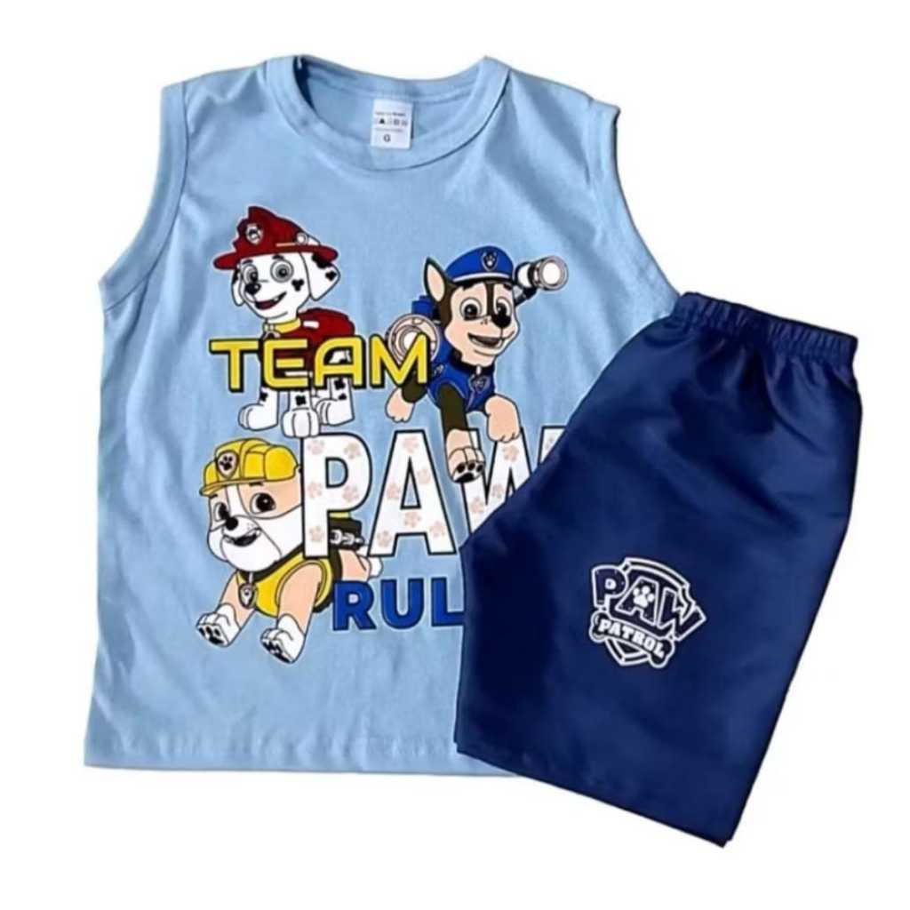 Conjunto Patrulha Canina Infantil menino regata e bermuda