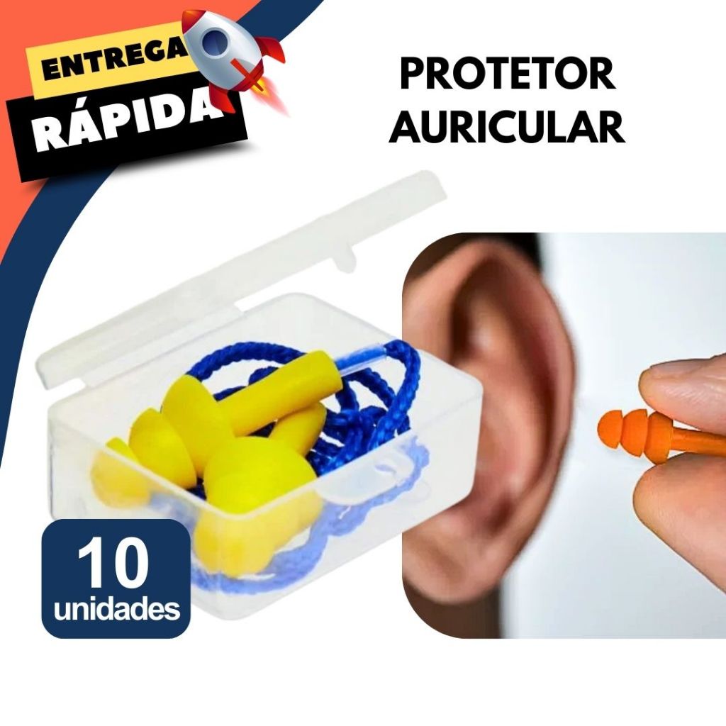 Kit Protetor Auricular Plug Silicone EPI Natação com CA 12db Anti Ruído Misofonia Crianças Autismo