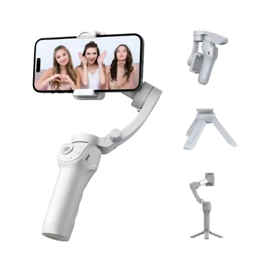 Estabilizador de Celular Portátil Gimbal com Rastreamento Inteligente de AI - 3 Eixos Profissional Portátil Bluetooth Pe