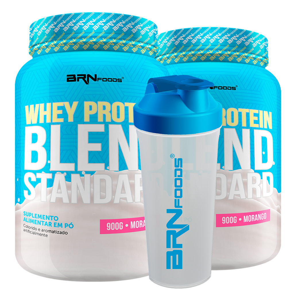 Kit 2x Whey Protein Blend Standard 900g + Coqueteleira - BRN FOODS