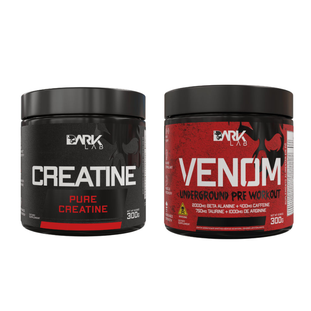 Kit Creatina Monohidratada Pura 300g + Pré Treino Venom Underground Pre Workout 300g - Dark Lab - Health