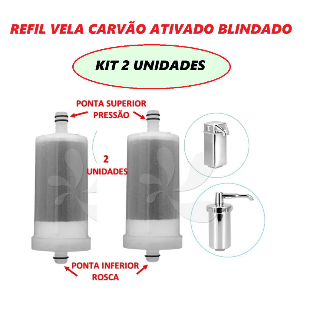 Kit 2un Refil Vela Carvão Ativado Blindado Modelo MV2211
