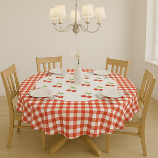 Toalha de Mesa Cereja Cerejinha Redonda Microfibra 1,45m x 1,45m em Oferta na Shopee