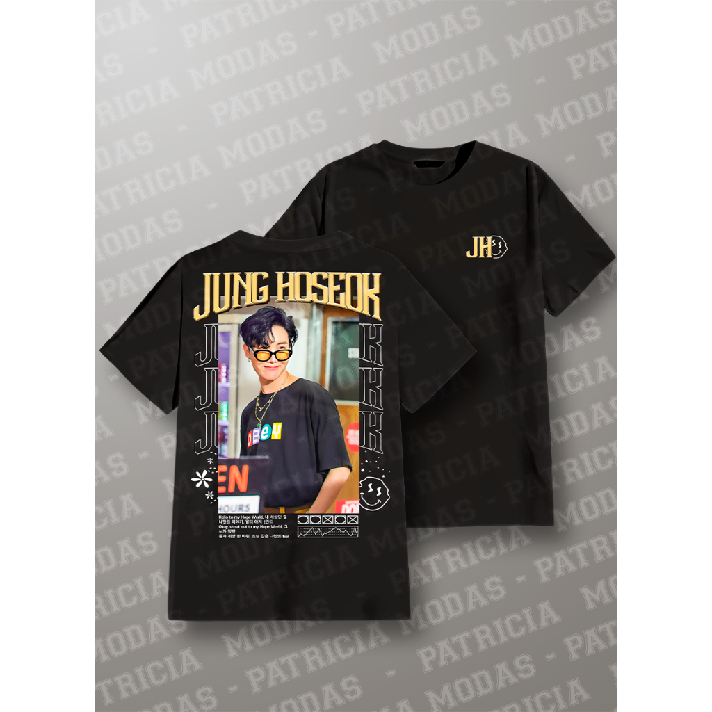 Camiseta T-Shirt 100% Algodão, Kpop, BTS, Jung Hoseok, J-Hope, P ao GGOlá, muito obrigado pela sua visita! Espero que te