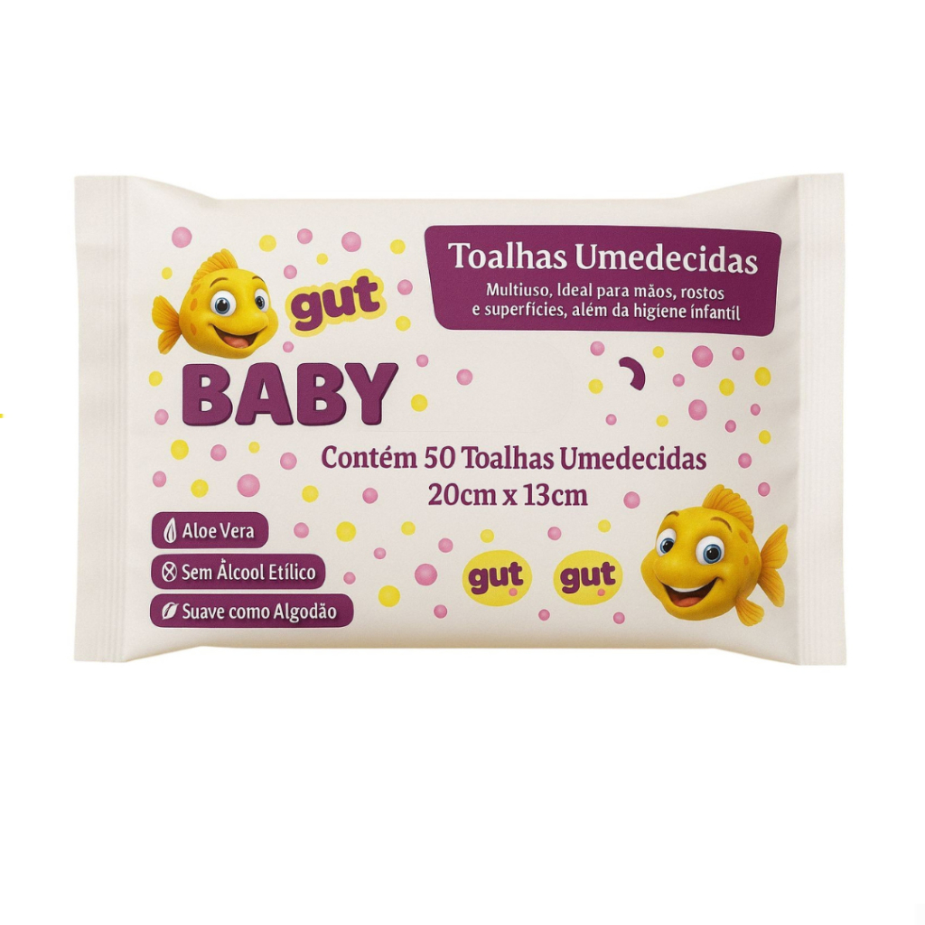 Toalhinhas Umedecidas Para Bebe C/50UN 20cm 13cm - Gut Gut Baby
