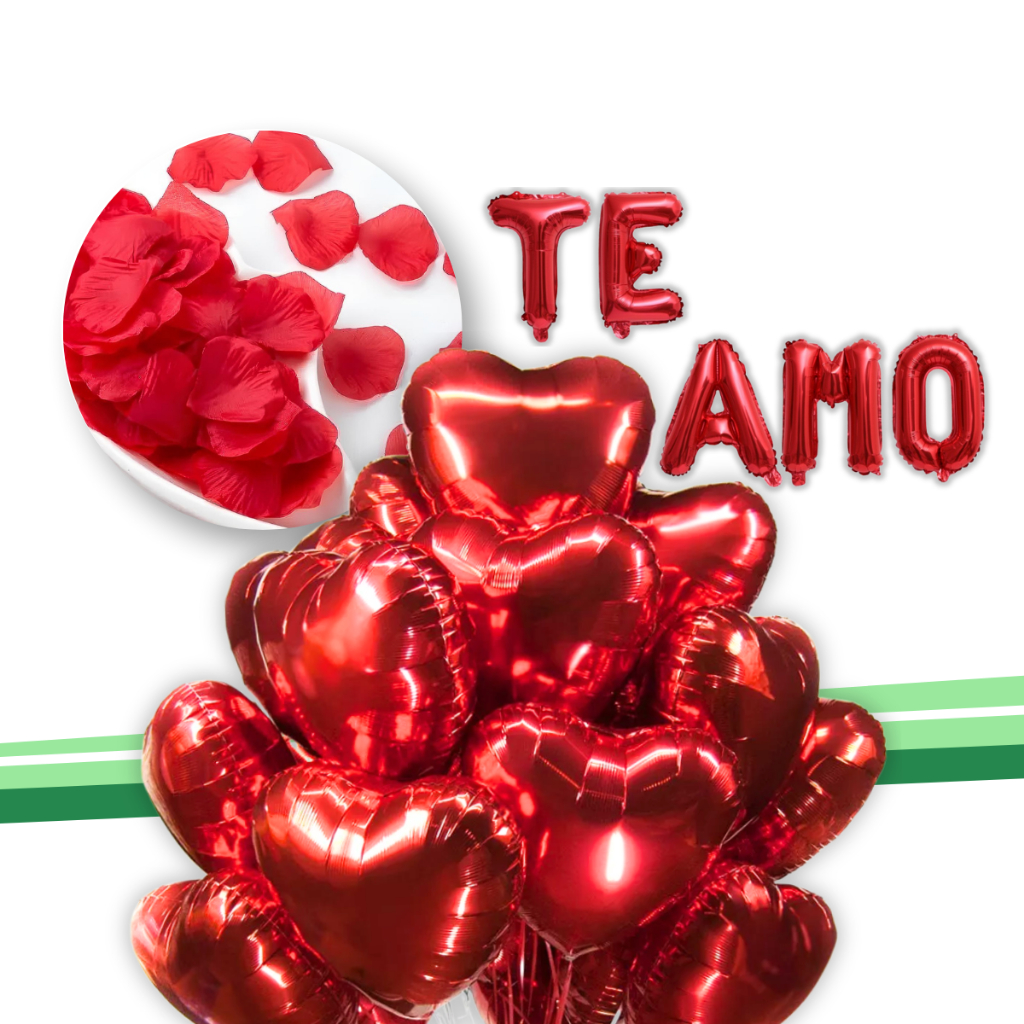 Kit Romântico 200 Pétalas 10 Balão Coração + Te Amo em Oferta na Shopee