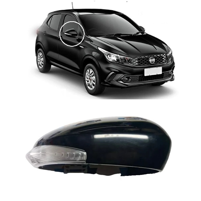 Capa Retrovisor + Pisca Original Fiat Argo Cronos 2017/2023 Preto Vulcano (Black Piano) Lado Direito