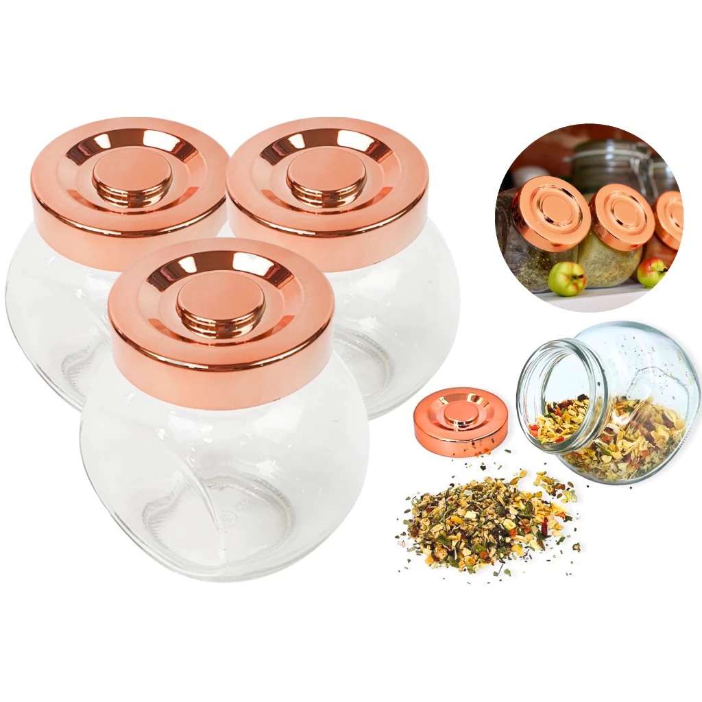 Kit 4 Porta Tempero Condimento Pote De Vidro Baleiro Jogo Cozinha Decoração