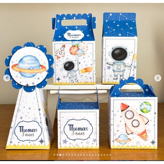 Kit Personalizado Pegue e Monte Lembrancinhas Caixinhas Aniversário Astronauta