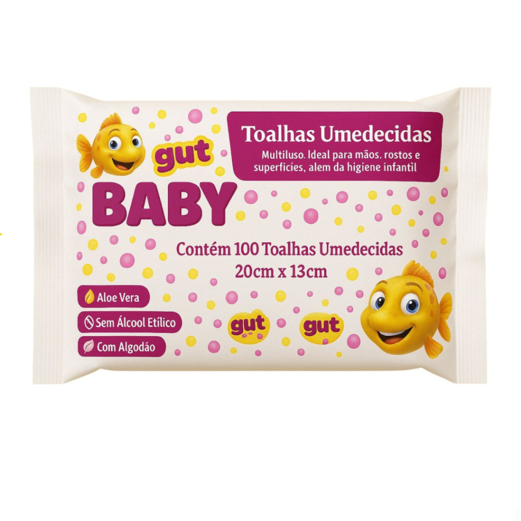Toalhinhas Umedecidas Para Bebe C/100UN 20cm 13cm - Gut Gut Baby