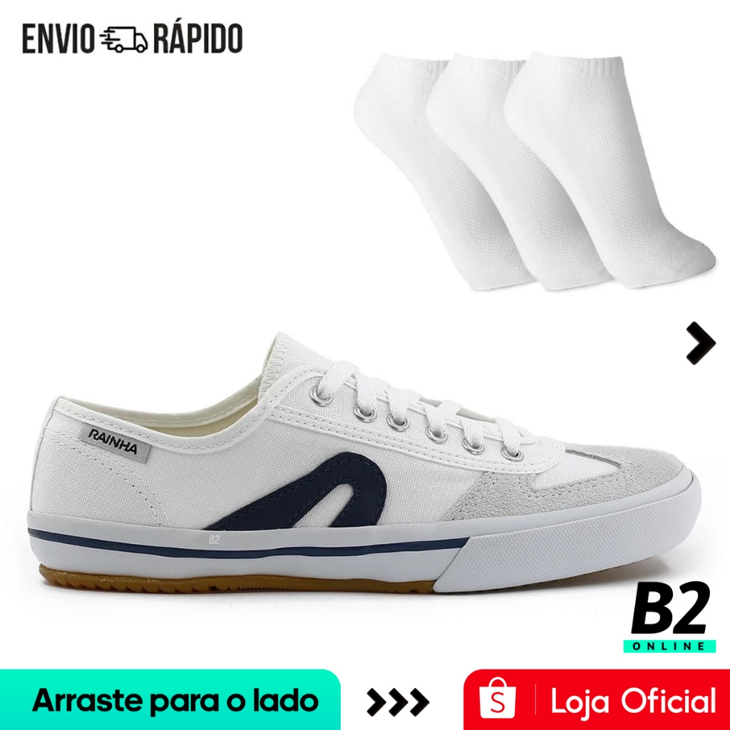 Tênis Rainha VL 2500 Masculino Branco + 3 Pares de Meias Original Com Nota Fiscal e Garantia