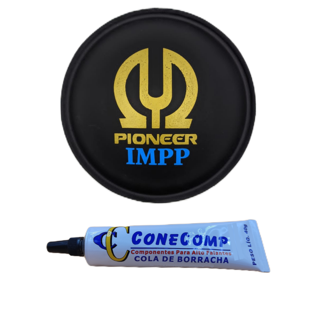Protetor Calota Pioneer IMPP 120mm Tampografado Para Alto Falante + Cola Borracha Preta 40g