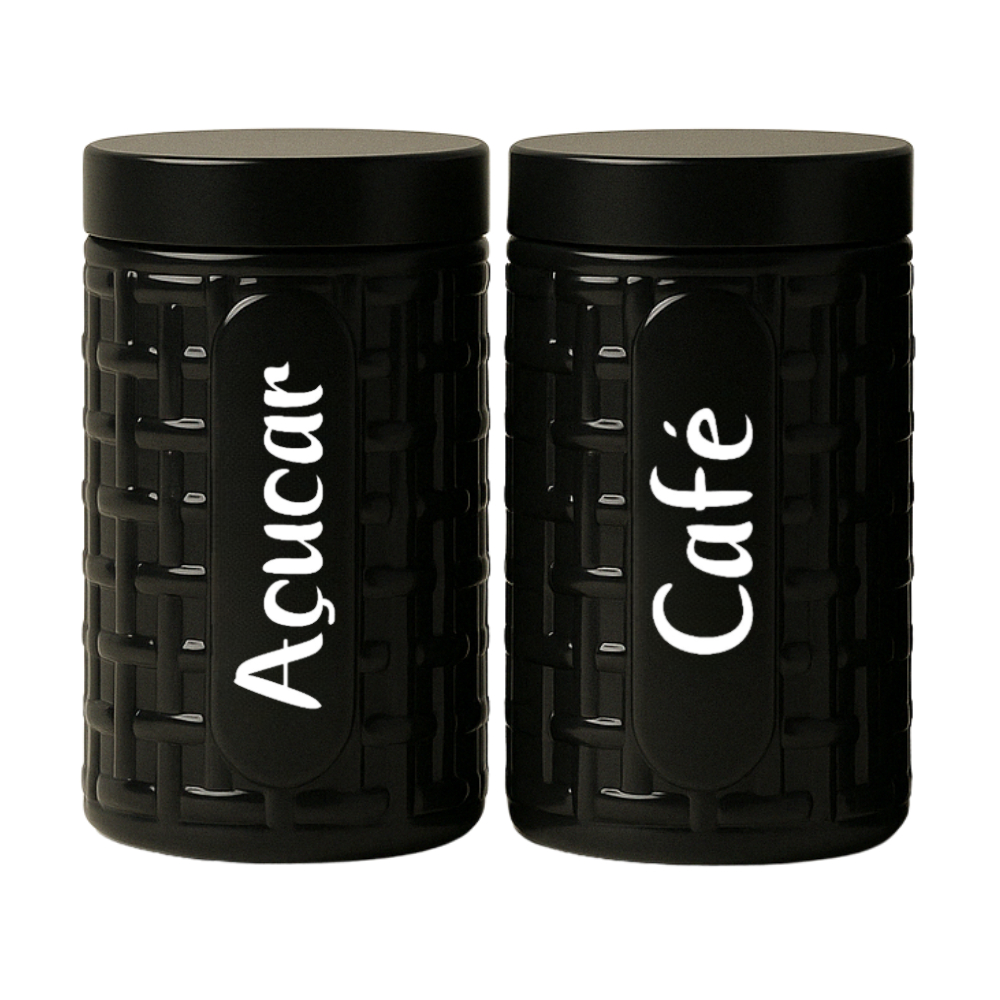 Kit 2 Potes Plástico Porta Café Açúcar Mantimentos 1,5Lt Cantinho do Café em Oferta na Shopee
