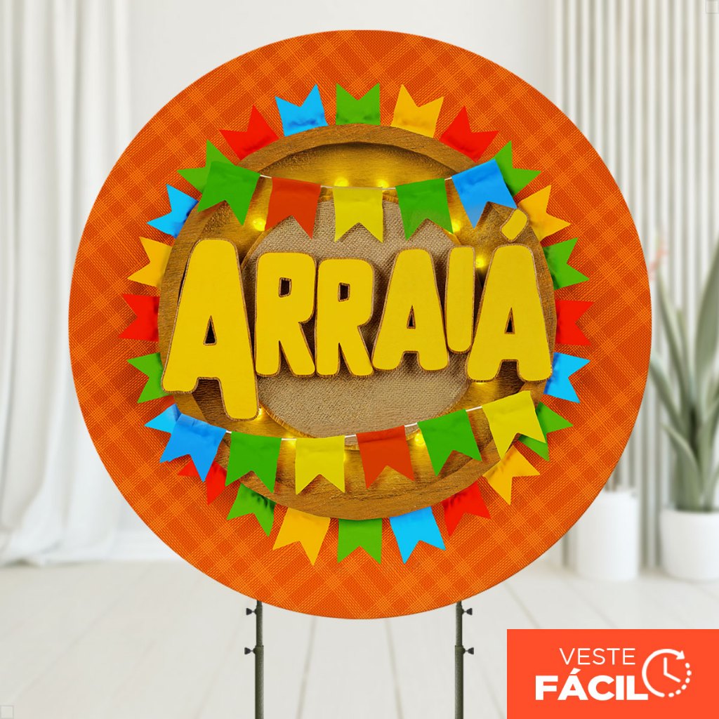 Painel Redondo Festa Junina 1,50x1,50 Tecido Com Elástico Decoração Arraiá – APR-2520 em Oferta na Shopee