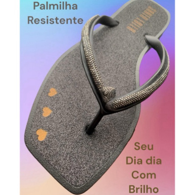 Lançamento Muito Brilho Chinelo Rasteirinha Gliter Tendência