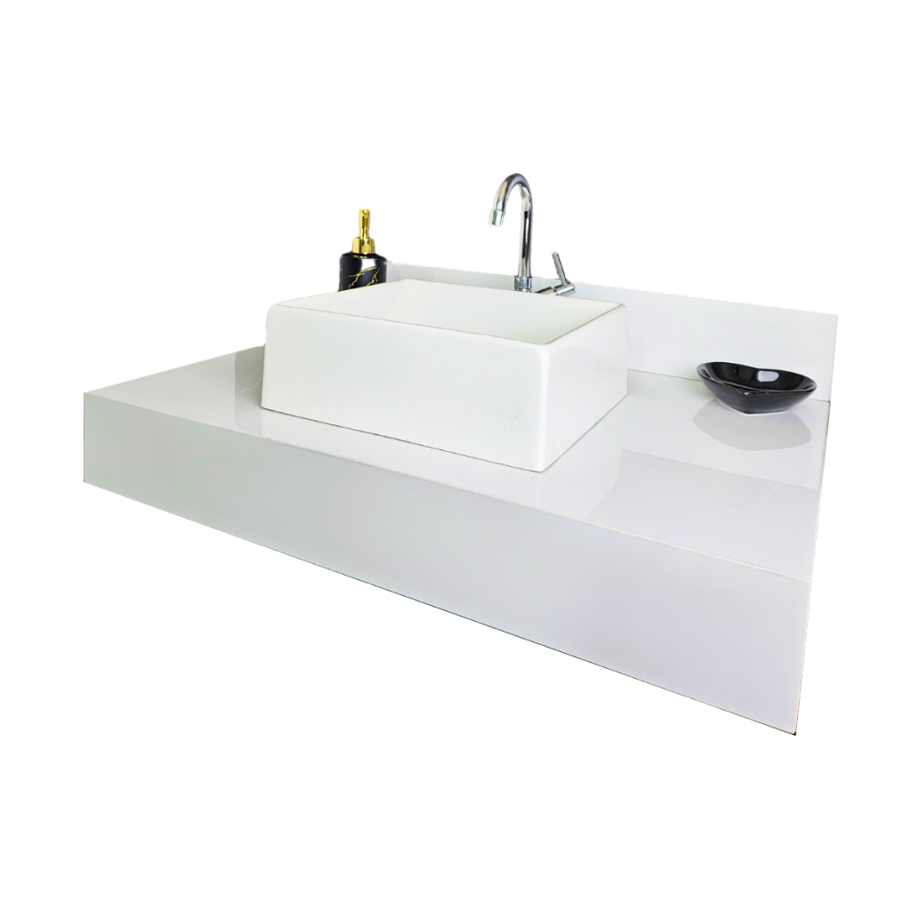 Bancada de Porcelanato Banheiro Branca 60x45 Oferta!!