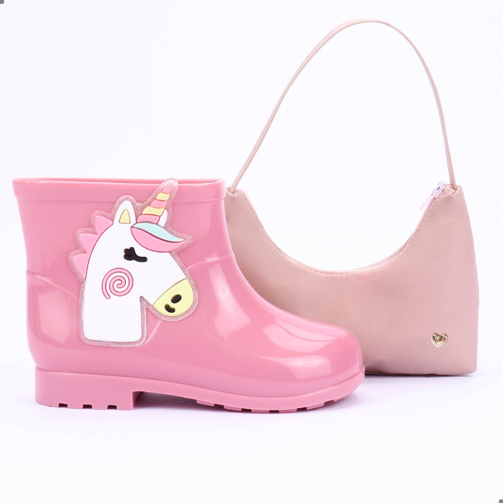 Galocha Infantil Rosa Unicornio Feminino Bota Infantil Feminina Rosa Botinha Chuva Bota Menina - Baby & Kids Fashion