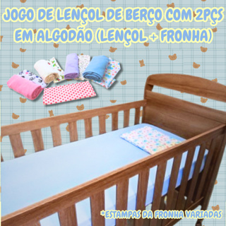 Jogo de Lençol de Berço Infantil com Elástico com 2 peças em Algodão (Lençol+Fronha) em Oferta na Shopee