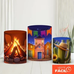 Capas De Cilindros Festa Junina Em Tecido Sublimado Veste Fácil C/Elástico 3D Decoração Festa de São João – CND-842