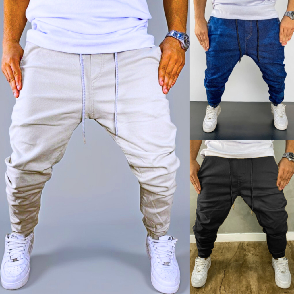 Calças Sport masculinas Jogger camuflada Preto e Branco NJ