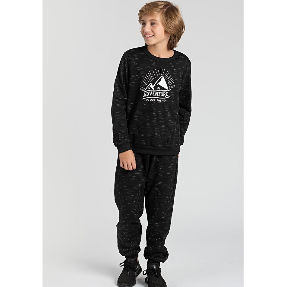 Conjunto Infantil de Moletom Jet Preto Adventure