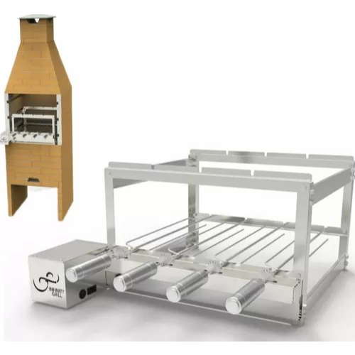 Gira Grill Churrasqueira Elétrica Inox 4 Espeto Giratório em Oferta na Shopee