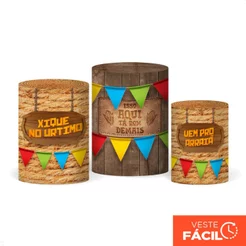 Trio De Capas Cilindro Festa Junina Arraiá Em Tecido C/Elástico 3D Decoração Junina – CND-720