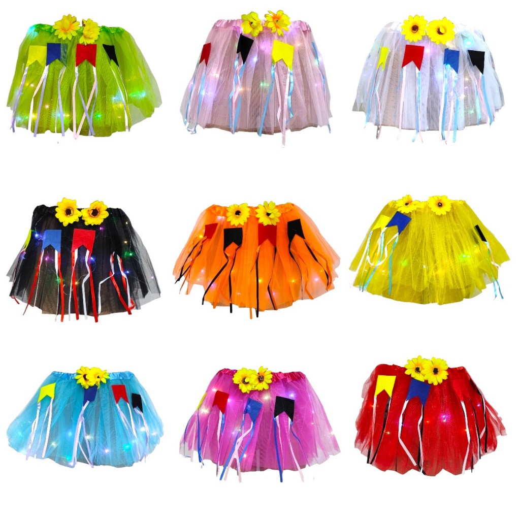 Saia LED De Tule 30 e 40 Cm Festa Junina Bandeiras Arraial Cores Quadrilha São joão Cosplay Fantasia
