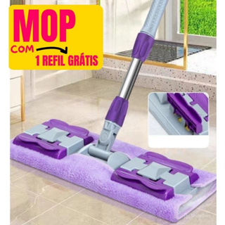 Mop Rodo Inteligente Esfregão Limpeza Rotativa Cabo Inox Ajustável Giratório 360° + Refil Grátis em Oferta na Shopee