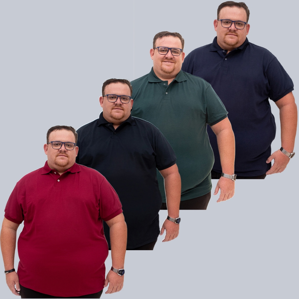 Kit 4 Camisetas Gola Polo Plus Size Piquet Masculina Lisa Manga Curta Respirável Casual Dia a Dia